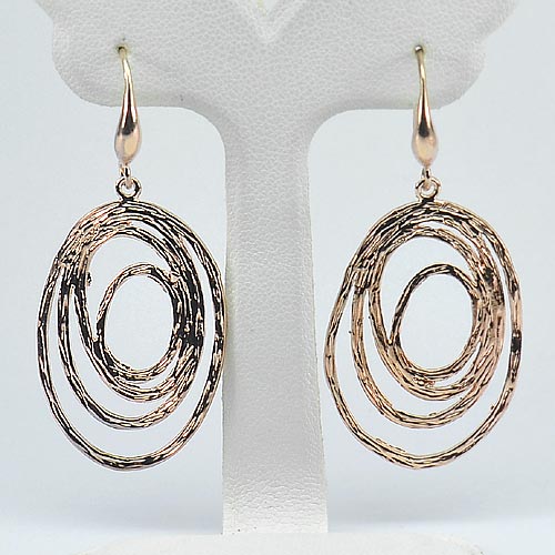 5.32 G. Real 70 Sterling Silver Pink Gold Plated Dangle Earrings Good
