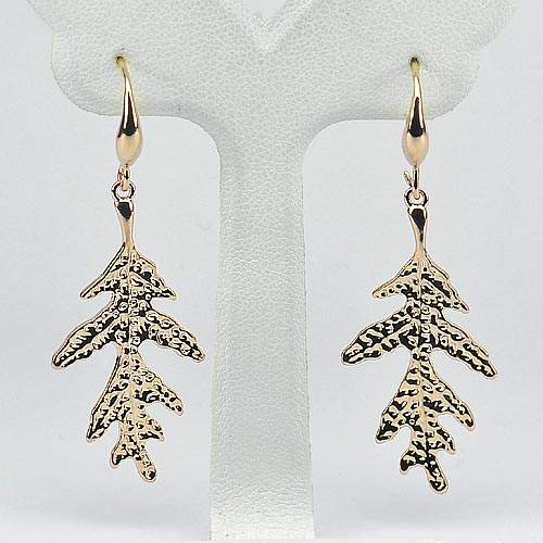 3.84 G. Real 70 Sterling Silver Rose Gold Plated Earrings Leaf Beautiful