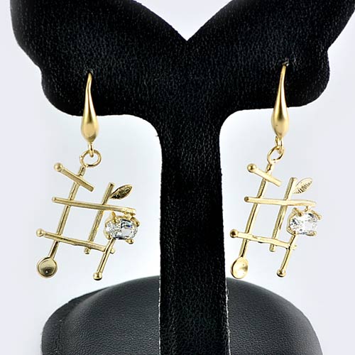 1 Pc. / $ 7.34 Wholesale Lovely 70 Sterling Yellow Silver Jewelry Earrings