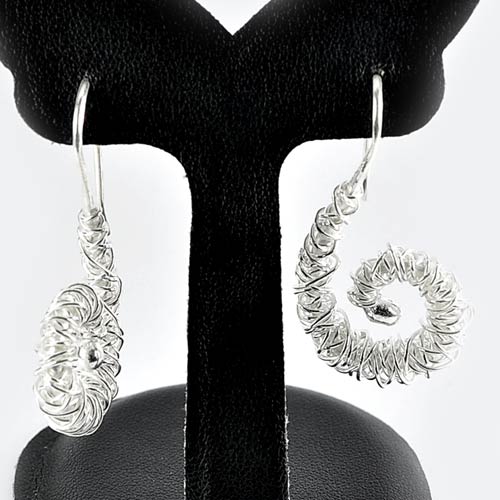 10.05 G. Beauteous 70 Sterling Silver Jewelry Earrings Spiral
