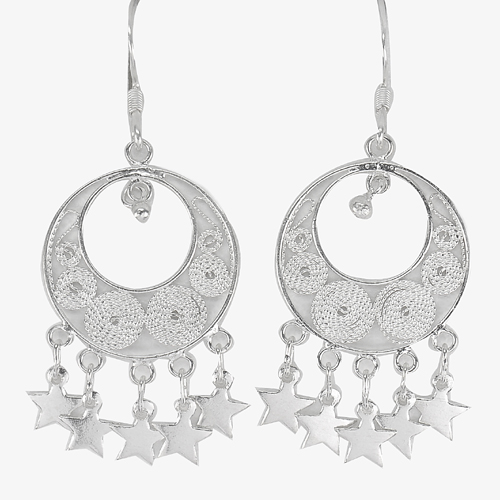 3.49 G. Alluring Natural 70 Sterling Silver Stars Design Earrings