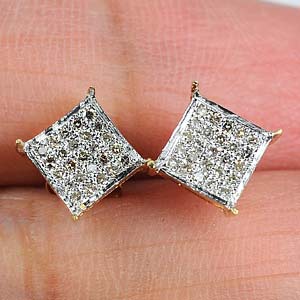 0.96 G. Natural Loose Diamond 10K Solid Gold Earring