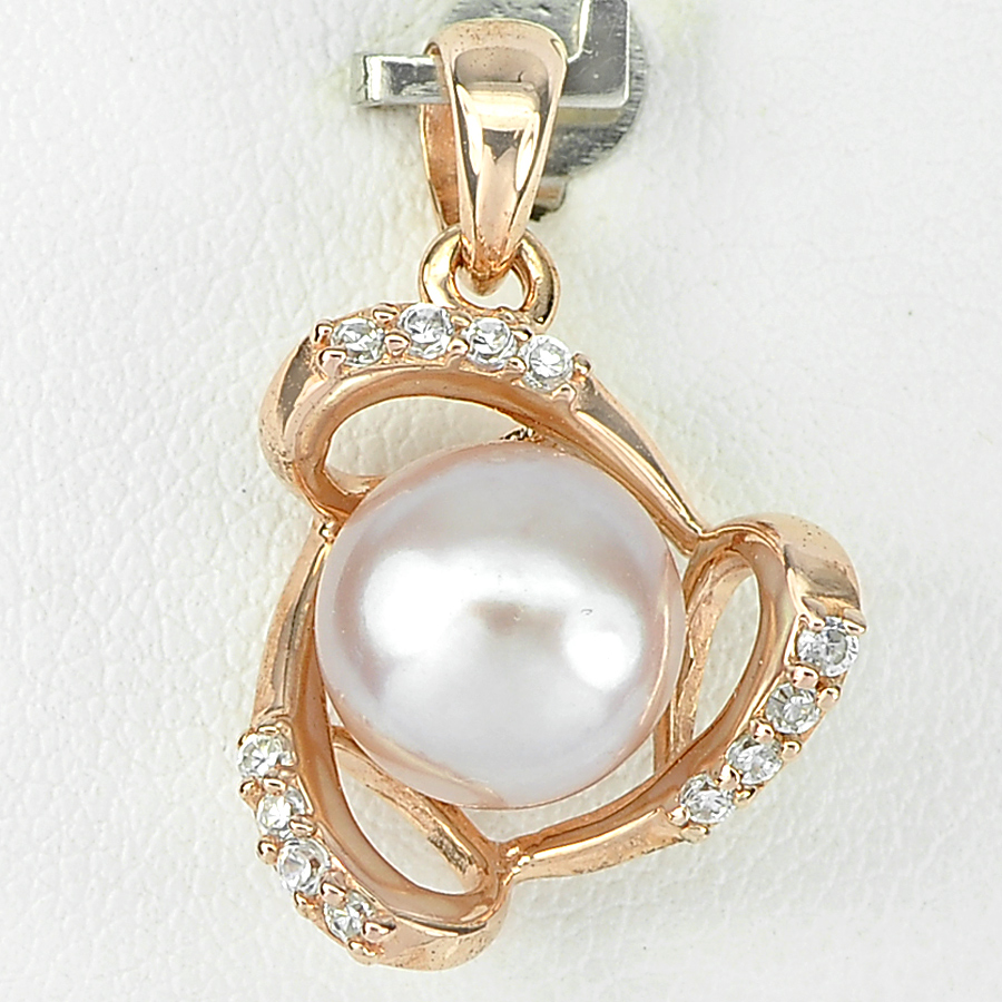 2.66 G. Alluring Jewelry Copper Silver Orangish Purple Pearl Pendant