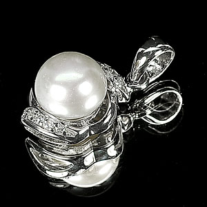 2.27 G. Jewelry Sterling Silver Pendant Natural White Pearl