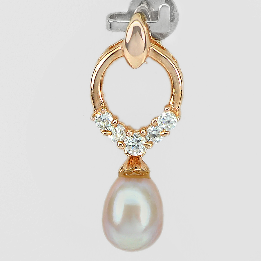 1.63 G. Stunning Jewelry Copper Silver Purplish Orange Pearl Pendant