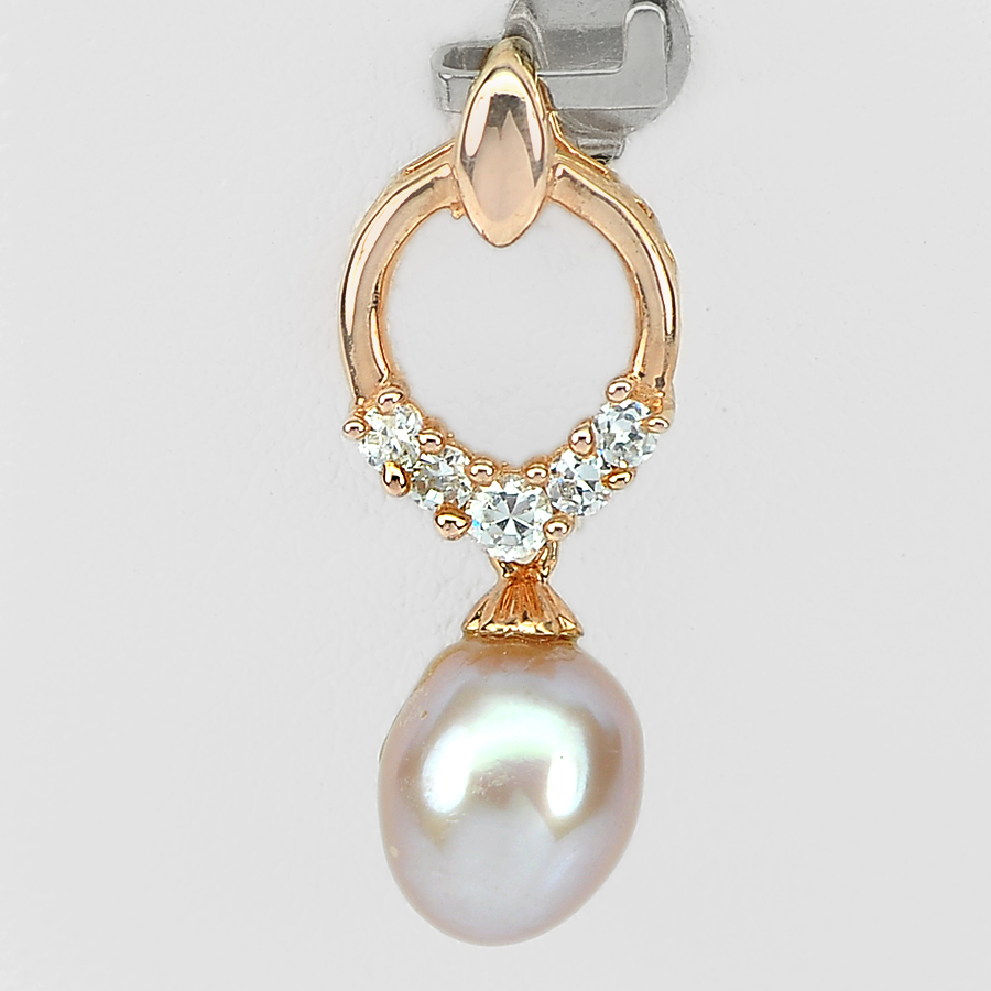 1.93 G. Stunning Jewelry Copper Silver Purplish Orange Pearl Pendant