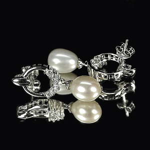 4.17 G. New Design Jewelry Sterling Silver White Pearl Earrings