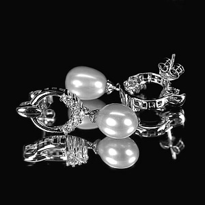 4.10 G. Matey Jewelry Sterling Silver White Pearl Earrings