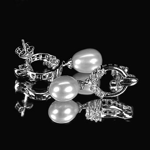 4.18 G. Matey Jewelry Sterling Silver White Pearl Earrings