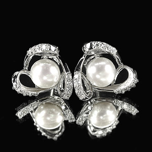 4.10 G. Seductive Natural White Pearl Jewelry Sterling Silver Earring