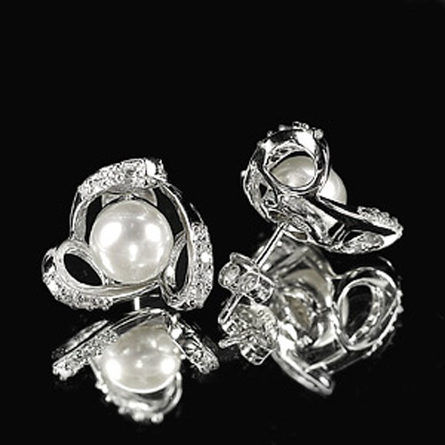 4.10 G. Ravishing Natural White Pearl Jewelry Sterling Silver Earring