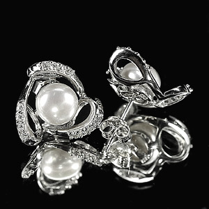 4.20 G. Alluring Natural White Pearl Jewelry Sterling Silver Earring