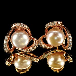 4.61 G. Attractive Jewelry Copper Silver Pinkish Purple Pearl Earring