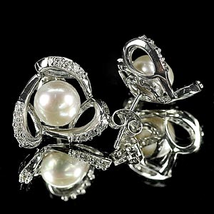 4.04 G. Attractive Natural White Pearl Jewelry Sterling Silver Earring