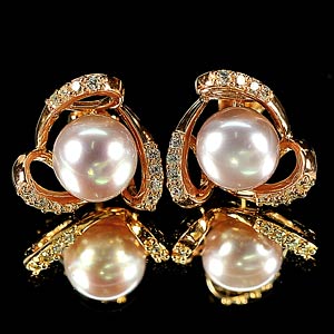4.71 G. Attractive Jewelry Copper Silver Pinkish Purple Pearl Earring