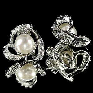 4.19 G. Attractive Natural White Pearl Jewelry Sterling Silver Earring
