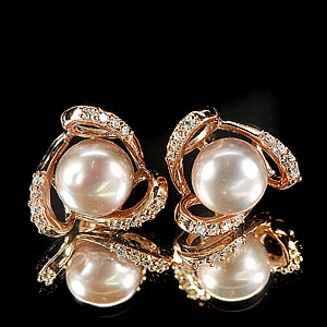 4.91 G. Attractive Jewelry Copper Silver Pinkish Purple Pearl Earring