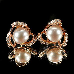 4.67 G. Attractive Jewelry Copper Silver Pinkish Purple Pearl Earring