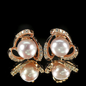 4.79 G. Attractive Jewelry Copper Silver Pinkish Purple Pearl Earring