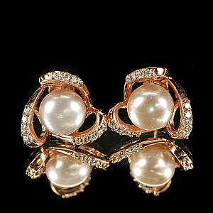 4.72 G. Alluring Jewelry Copper Silver Pinkish Purple Pearl Earring
