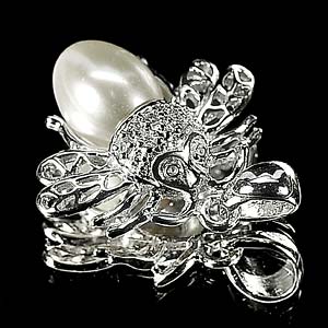 2.42 G. Stunning Jewelry Sterling Silver White Pearl Pendant