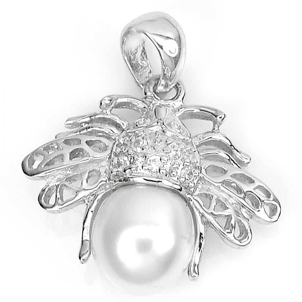 2.57 G. New Design Alluring Jewelry Sterling Silver White Pearl Pendant