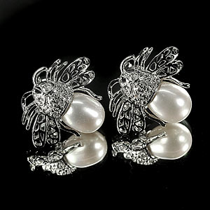 4.83 G. Alluring New Design Jewelry Sterling Silver White Pearl Earrings