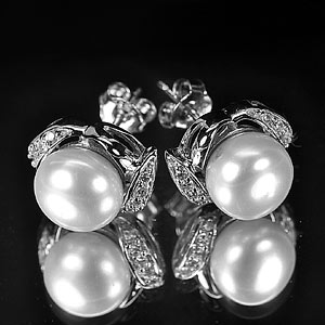 4.53 G. Attractive Natural White Pearl Jewelry Sterling Silver Earring