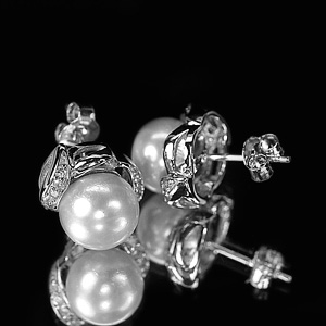 4.46 G. Attractive Natural White Pearl Jewelry Sterling Silver Earring