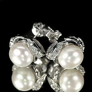 4.37 G. New Design Jewelry Sterling Silver White Pearl Earrings