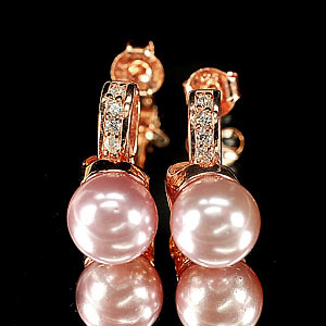 4.49 G. Seductive Jewelry Copper Silver Pinkish Purple Pearl Earring