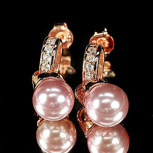 4.47 G. Vivid Jewelry Copper Silver Pinkish Purple Pearl Earring