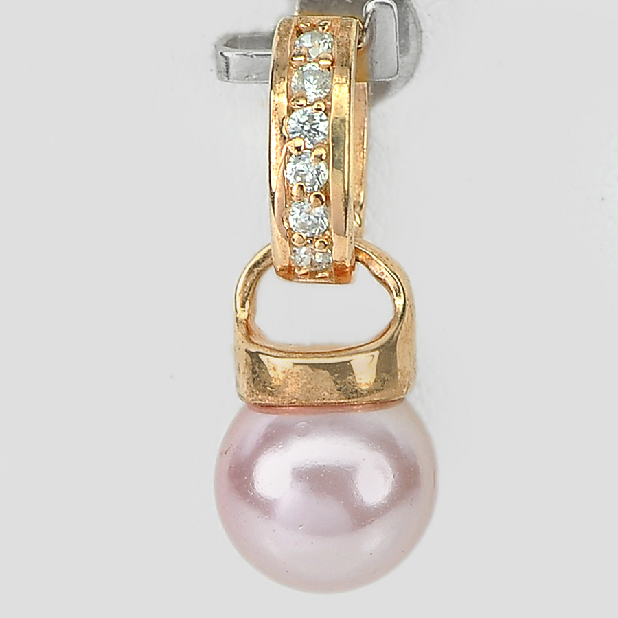 2.16 G. Beautiful Jewelry Copper Silver Pinkish Purple Pearl Pendent