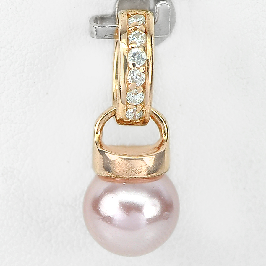 2.22 G. Beautiful Jewelry Copper Silver Pinkish Purple Pearl Pendent