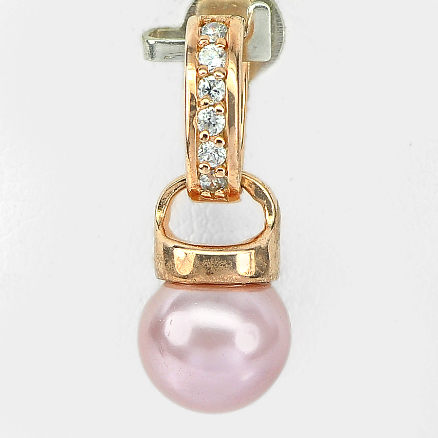 2.06 G. Matey Jewelry Copper Silver Pinkish Purple Pearl Pendent