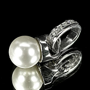 2.16 G. Alluring Natural White Pearl Jewelry Sterling Silver Pendent