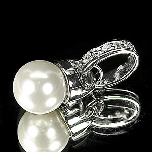 2.03 G. Alluring Natural White Pearl Jewelry Sterling Silver Pendent