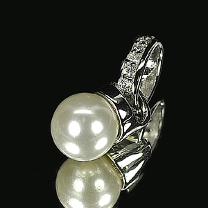 2.06 G. Seductive Natural White Pearl Jewelry Sterling Silver Pendent