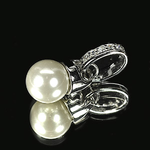 2.13 G. Alluring Natural White Pearl Jewelry Sterling Silver Pendent