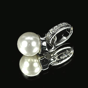 2.13 G. Nice Natural White Pearl Jewelry Sterling Silver Pendent