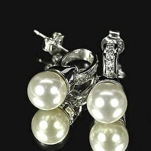4.58 G. Attractive Natural White Pearl Jewelry Sterling Silver Earring
