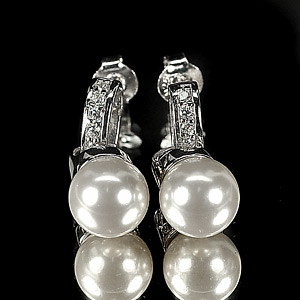 4.65 G. Attractive Natural White Pearl Jewelry Sterling Silver Earring
