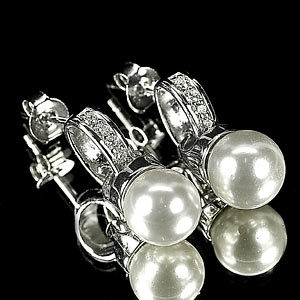 4.46 G. Special Natural White Pearl Jewelry Sterling Silver Earring