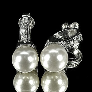 4.53 G. Attractive Natural White Pearl Jewelry Sterling Silver Earrings