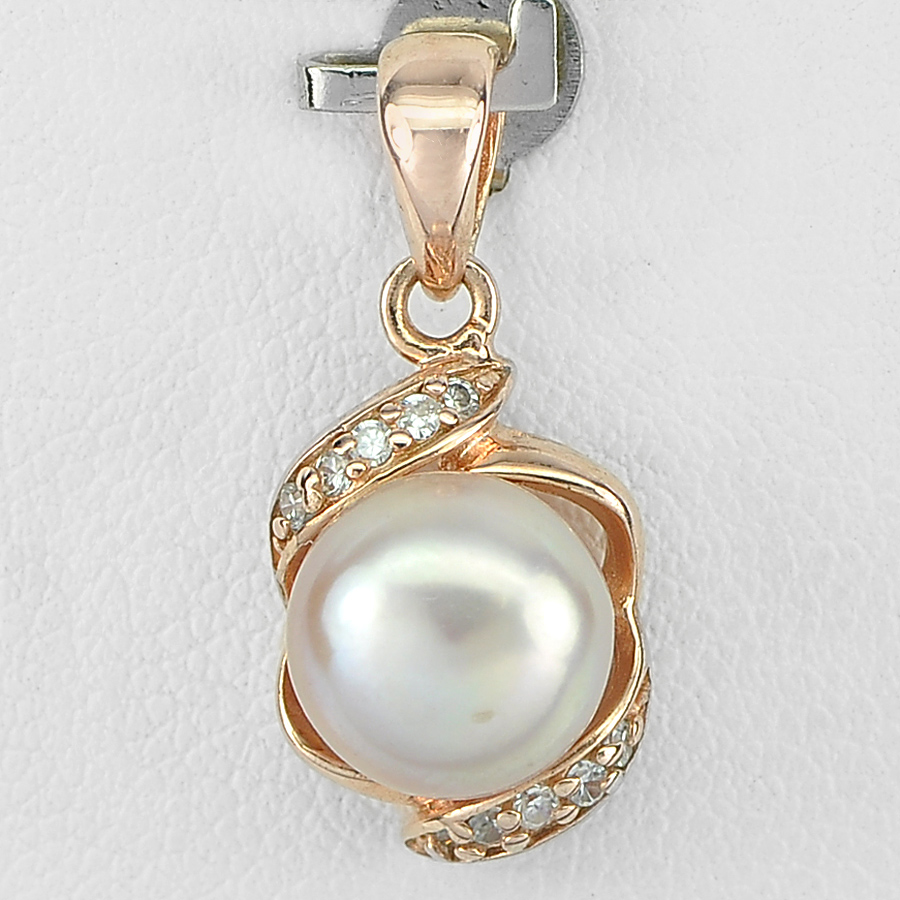 2.19 G. Beautiful Jewelry Silver Rose Gold Pendant Natural Pinkish Purple Pearl