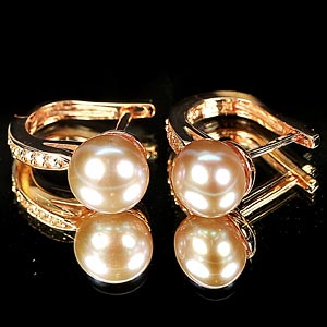 4.55 G. Matey Natural Purplish Pink Pearl Rose Gold Plated Silver Earring