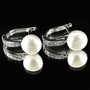 4.46 G. New Design Natural White Pearl Jewelry Sterling Silver Earring
