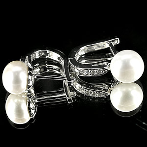 4.48 G. Natural White Pearl Jewelry Sterling Silver Earrings