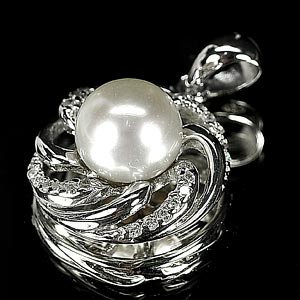 3.39 G. New Design Natural White Pearl Jewelry Sterling Silver Pendent