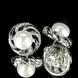 6.50 G. New Design Natural White Pearl Jewelry Sterling Silver Earring